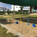 Sandkasten im neuen Gartenbereich